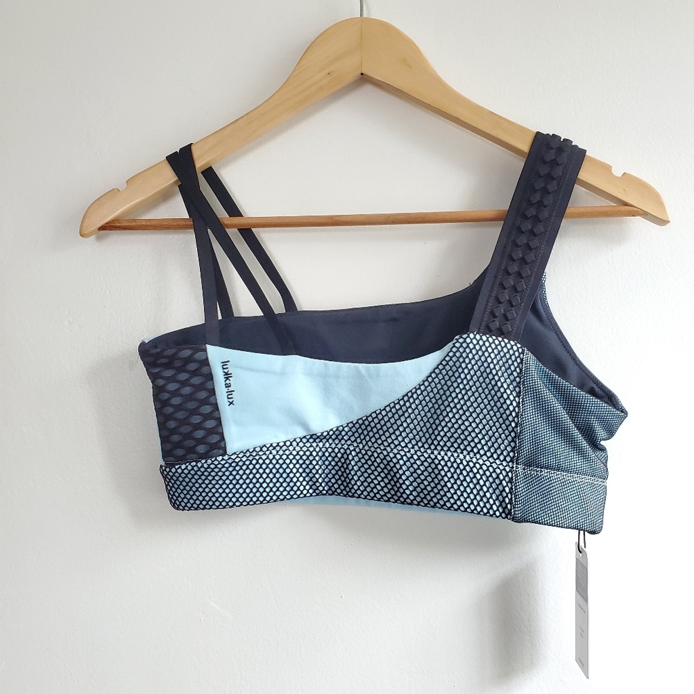 New Lukka Lux Chamber Sports Asymmetrical Niche Mid Impact Sports Bra NWT Small - Picture 13 of 15